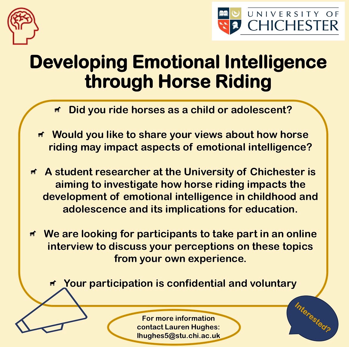 Participants needed for my study, please repost 🐴💚 

#EmotionalIntelligence #horseriding #equestrian #horsehumanbond #psychology #research 

@BritishHorse @BEventing @britishdressage