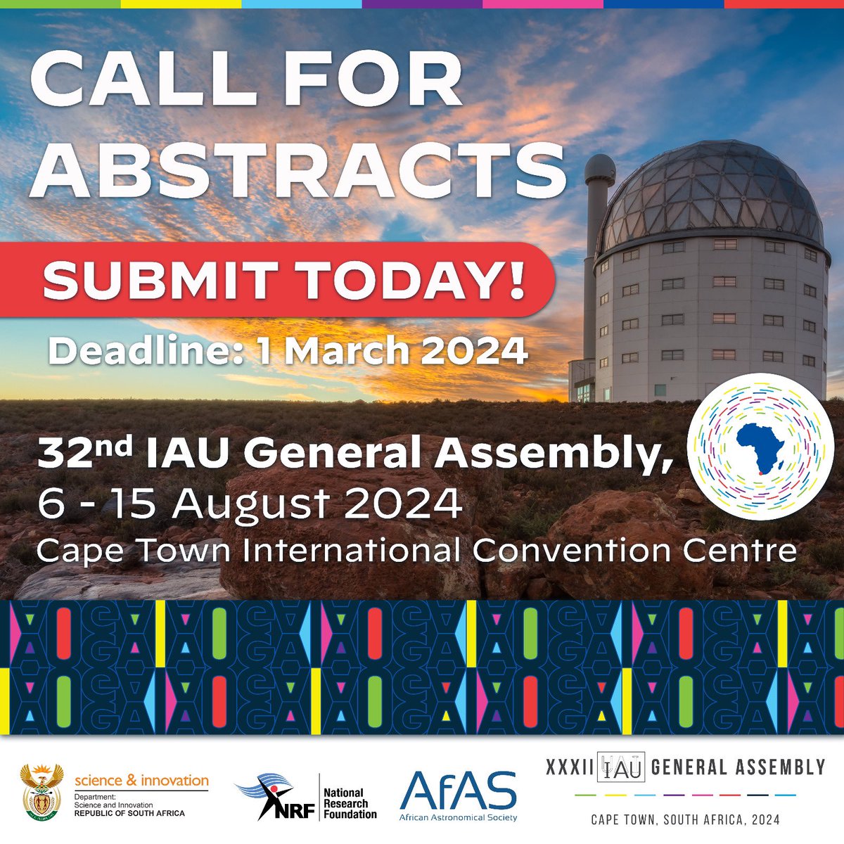 Calling for Abstracts submission for the #IAUGA2024. 

Submit your abstracts, be part of the global discussion, and present your research to change the future of Astronomy together. 

Abstract submission: astronomy2024.org/abstracts-gran… 

Deadline: 01 March 2024. 

#astronomy2024