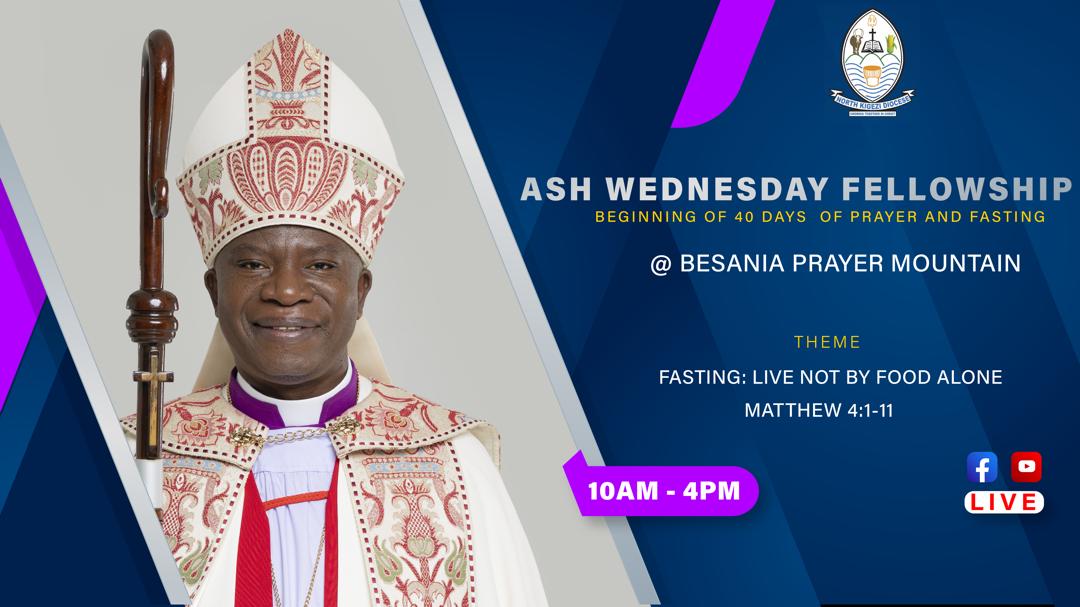 The Bishop of North Kigezi Diocese is inviting you to the ASH WEDNESDAY FELLLOWSHIP Please join us live on; Youtube 🖥 youtube.com/live/IHsoiLOHd… Zoom☎️: zoom.us/j/91333085053?… Meeting ID: 913 3308 5053 Passcode: Besania Facebook 💻: facebook.com/Northkigezidio…