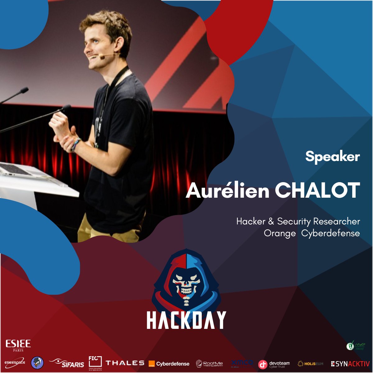 📣 Venez assister à la conférence "Impersonification admin domaine" présentée par Aurélien Chalot le vendredi 8 mars à 14h50 ! Cette conférence se déroulera en anglais !
Ouverte à tous, inscription ici : ticket.hackday.fr/Hackday/conf-2… 
Nous vous attendons nombreux !