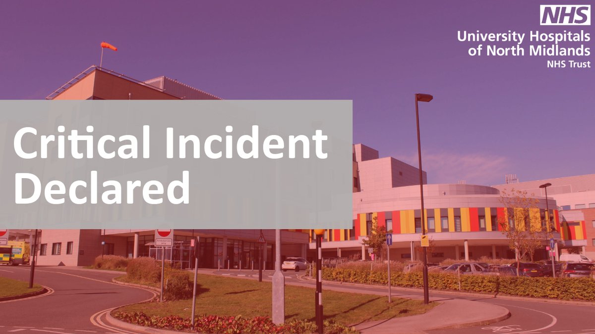 UHNM_NHS's tweet photo. UHNM declares Critical Incident

Read the full statement from Dr Matthew Lewis, UHNM Medical Director here.➡️

https://t.co/01BS9ZKNMS https://t.co/9QL5qOpTxF