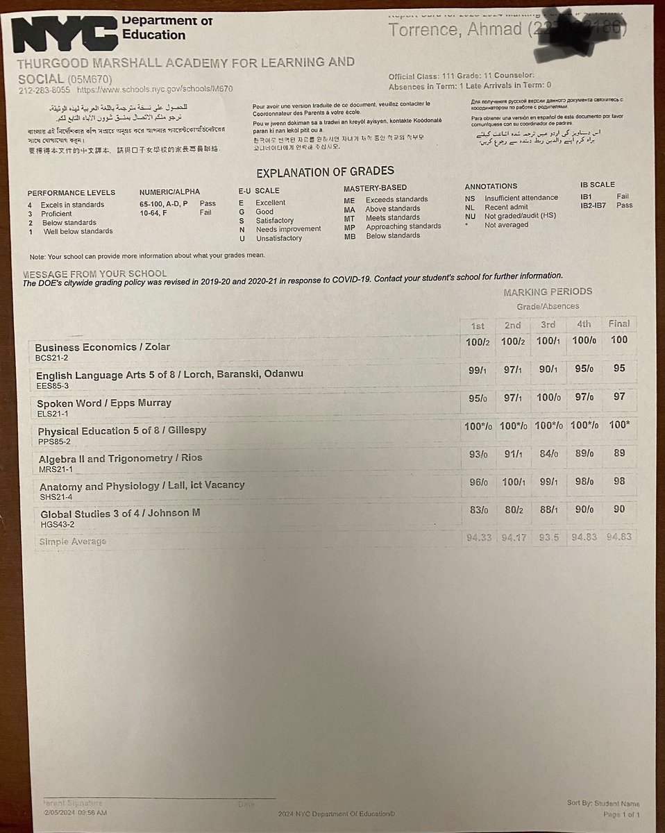 PlatoBrown's tweet image. #LostFile youngin finished the semester with a 94 avg. 90’s and higher in all classes except math(scored an 89)#ahmadgotnext #BigGameBear #BooksAndBall @Showout__ahmad