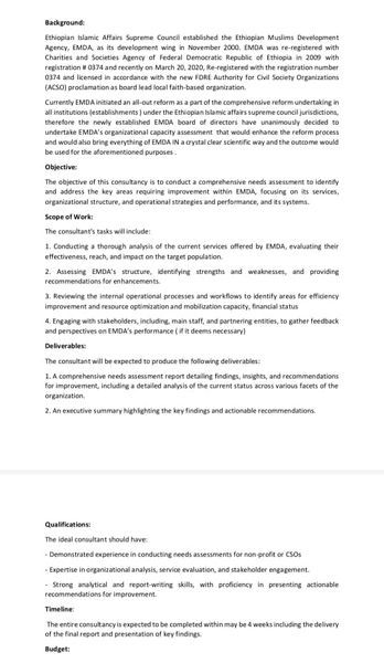 Call for Expression of Interest for Rapid Organizational Capacity Assessment (OCA)