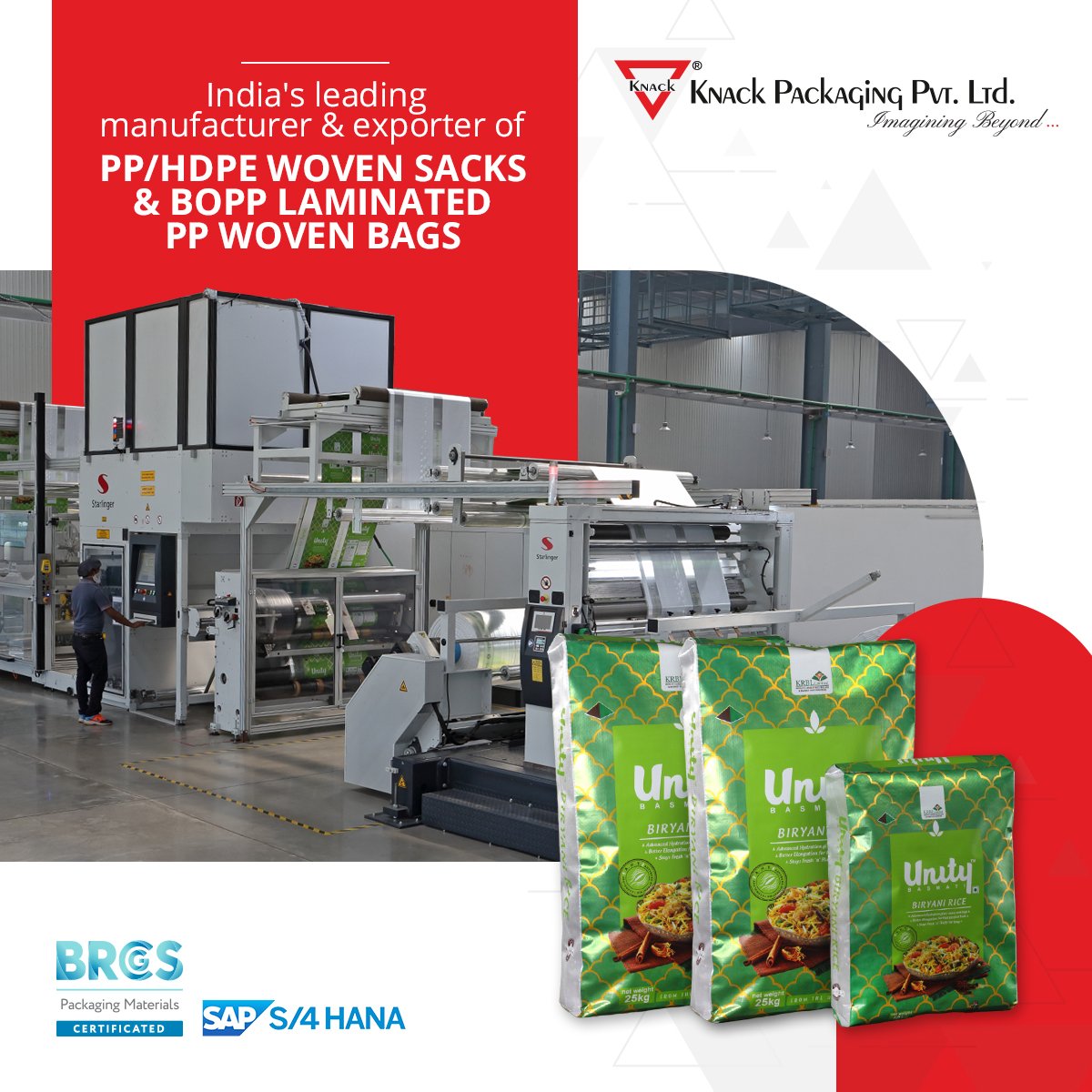 knack_packaging's tweet image. As one of India's largest manufacturers and exporters of PP/HDPE Woven Sacks and BOPP Laminated PP Woven Bags, we have always been at the forefront of innovation and cost efficiency. 

#KnackPackaging #QualityInnovation #GlobalLeadership #CustomizedSolutions