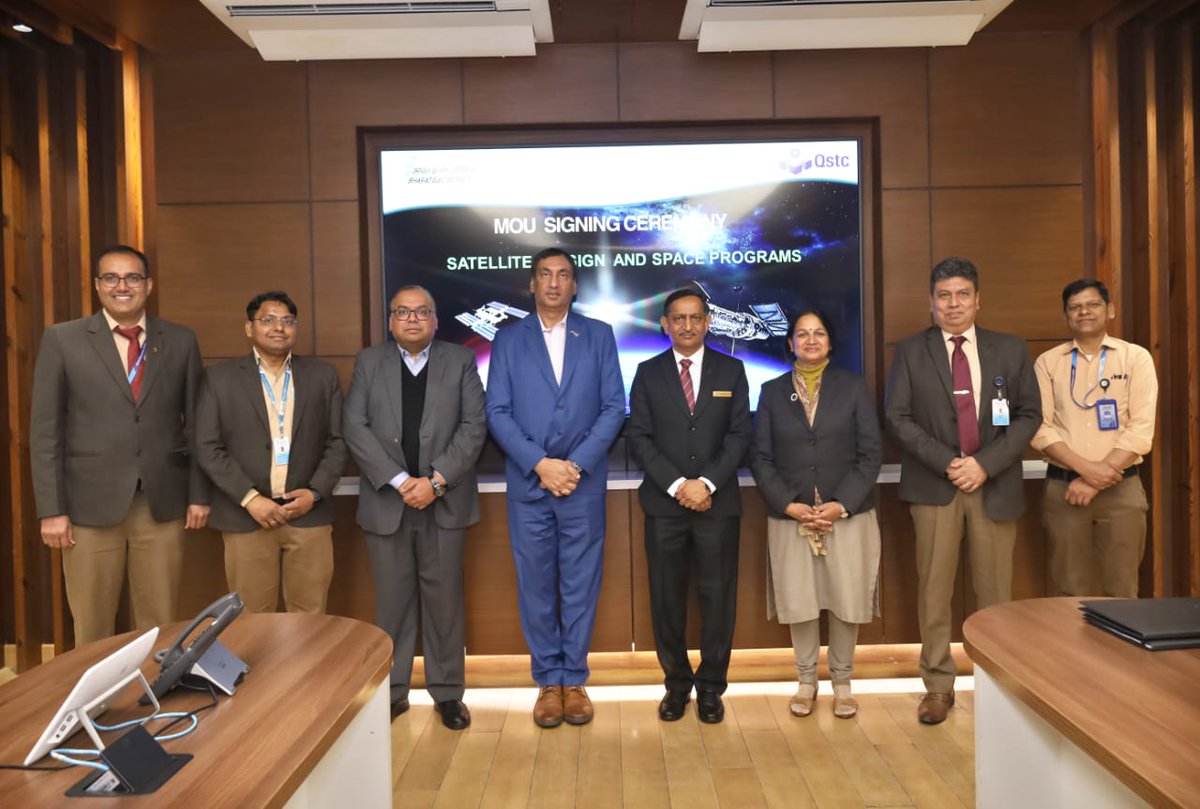 BEL &amp; QSTC Inc, Canada, have signed an MoU for venturing into domain of space. Mr KV Suresh Kumar, D(Mktg), &amp; Mr Gurvinder Chohan, CEO, QSTC, signed the MoU, a milestone in BEL's journey to provide end to end solutions (ground to space), in line with GoI's Atmanirbharbharat drive