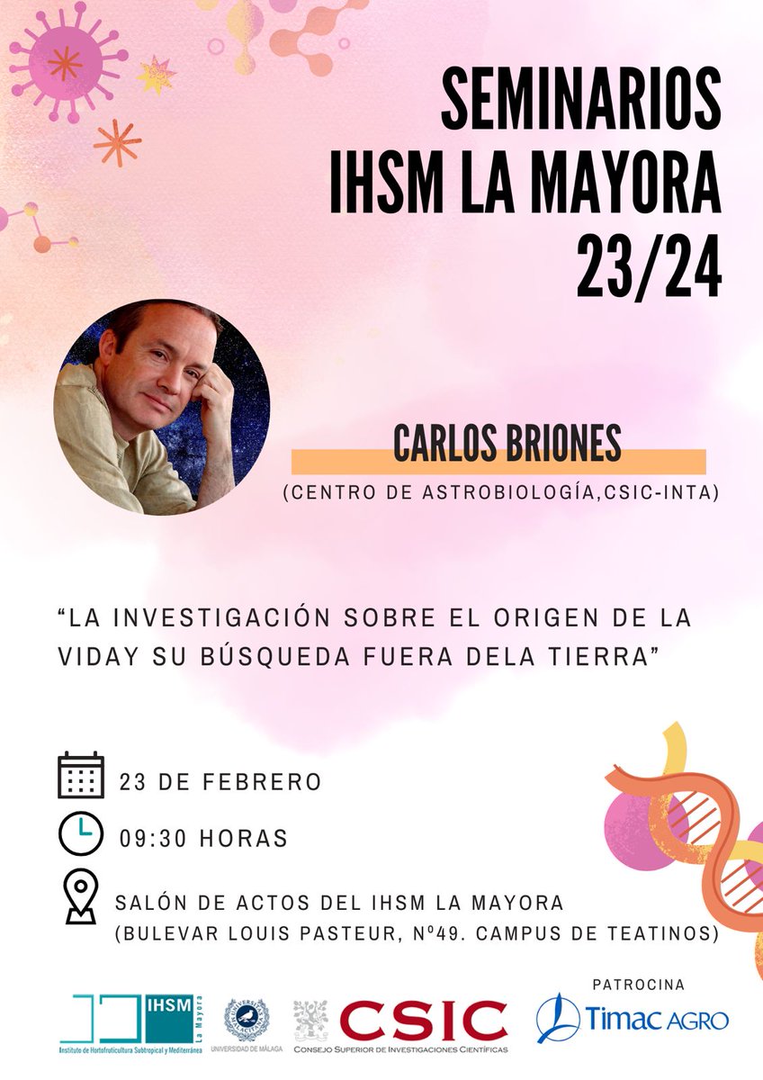 ¡¡No perdáis la oportunidad de ver a @brionesci en el Ciclo de Seminarios del @IHSM_CSIC_UMA !! ¡¡El 23 de febrero!!