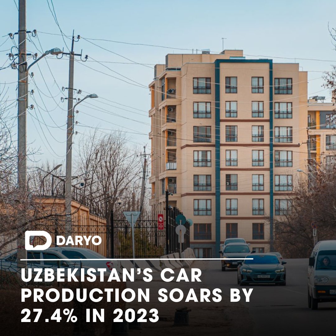 #Uzbekistan’s #car production soars by 27.4% in 2023 

🚗📈🏭

Compared to 2022, several new models joined the list of mass-produced #vehicles for the first time. These include the #Onix (30,600 units), @Kia_Worldwide  (15,000), @CheryAutoCo  (9,800), @GlobalHaval  (134), and