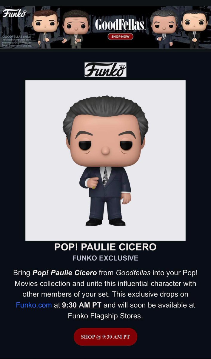 Check it out ! Big Paulie is an action figure . Paul’s legacy lives on ❤️ #PaulSorvino #Goodfellas #FunkoPOP