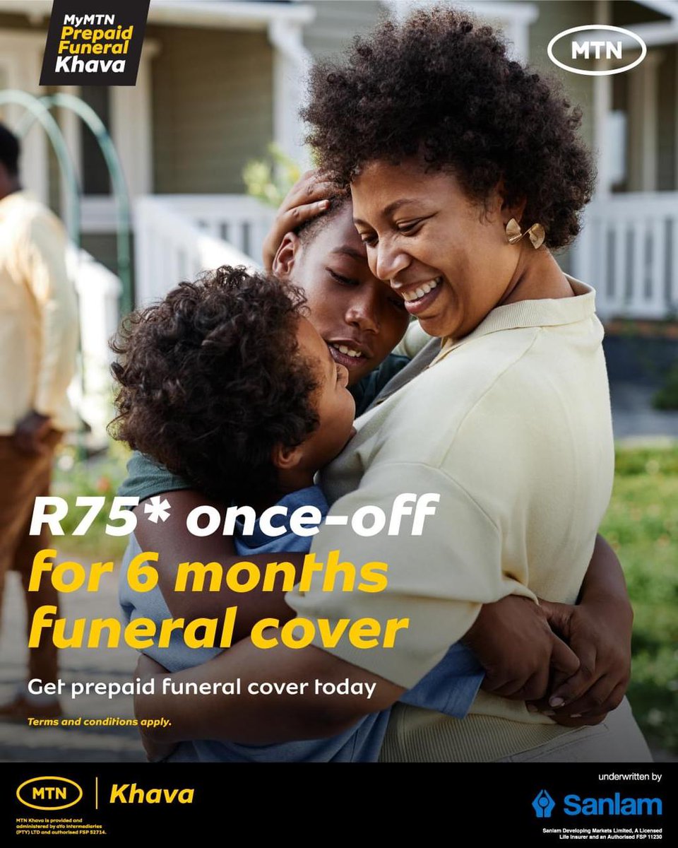 heitafm's tweet image. Pay R75* once off and you're covered until the end of June!  Funeral cover couldn't be easier. Apply now: bit.ly/3PNM7DZ   #funeralcover #funeralinsurance #mtnkhava #prepaidfuneralcover