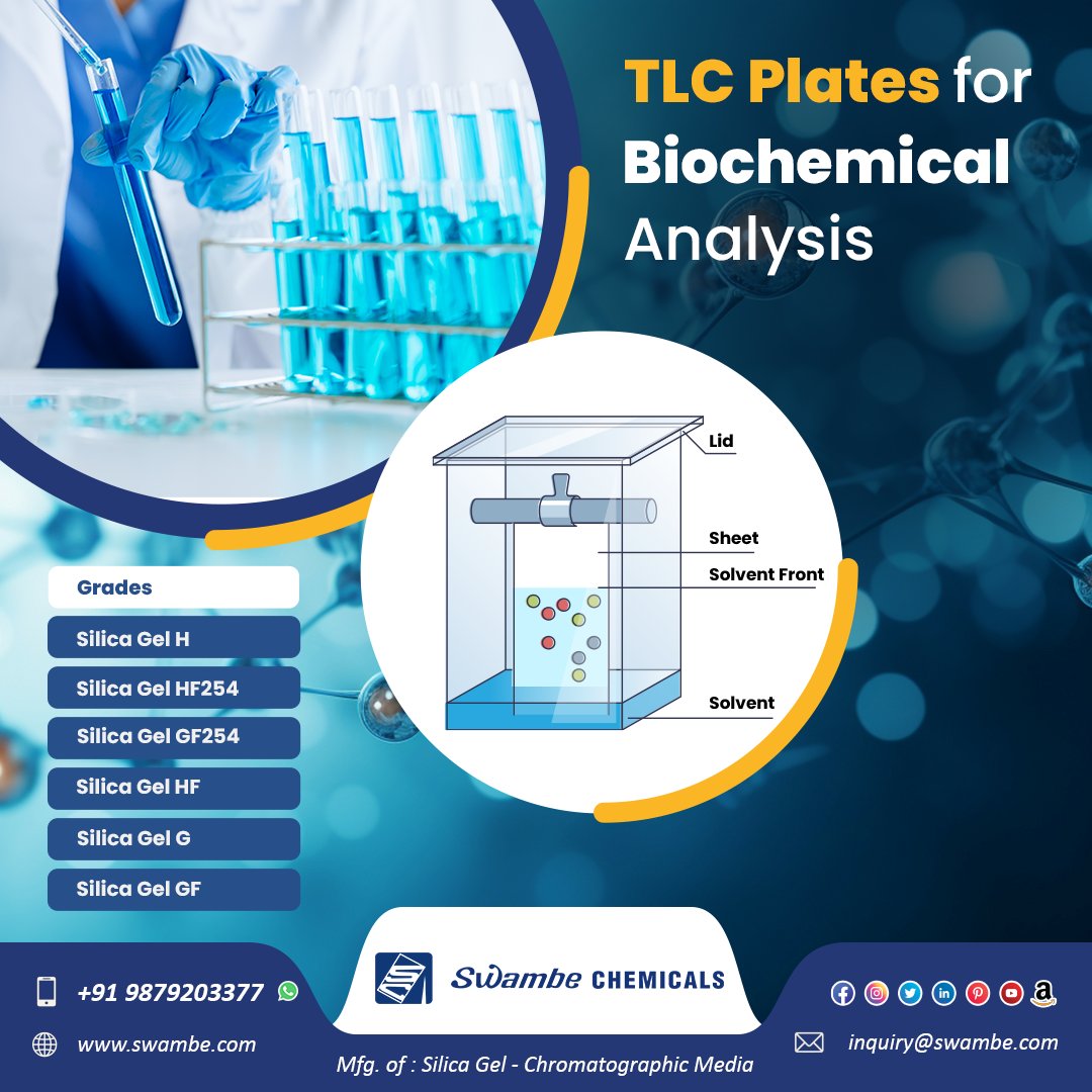 SorbchemIndia's tweet image. Choose from TLC plates with silica, aluminum, glass, and plastic backings TLC Plates for separating and analyzing compounds with precision and efficiency. 
swambe.com | +91 9879203377 | sales@swambe.com

#BiochemicalAnalysis #ResearchTools #Chromatography
