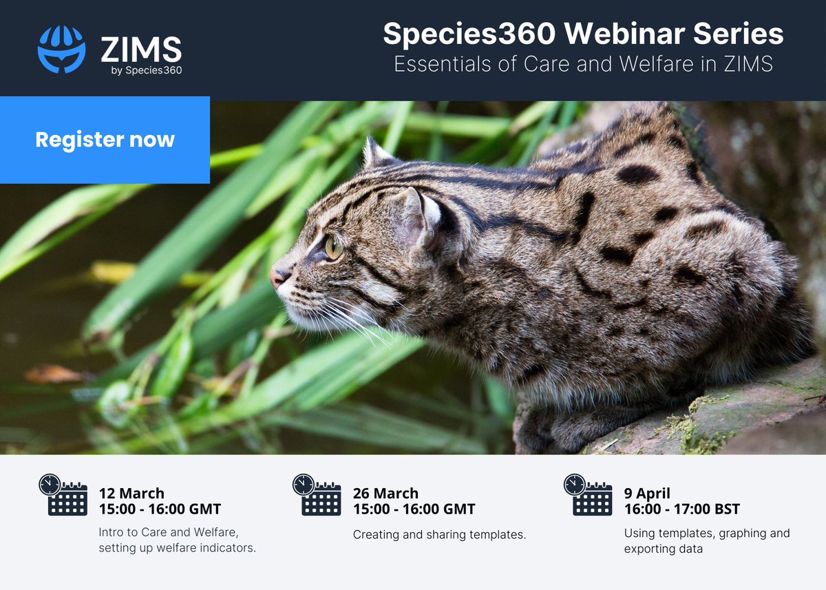 species360's tweet photo. ๐พ Are you interested in learning about all things Care & Welfare in #ZIMS? Then don't miss out on our upcoming webinar series in March and April.
๐ Register here: https://t.co/njT1riyBDr https://t.co/lL1r0QLOoj