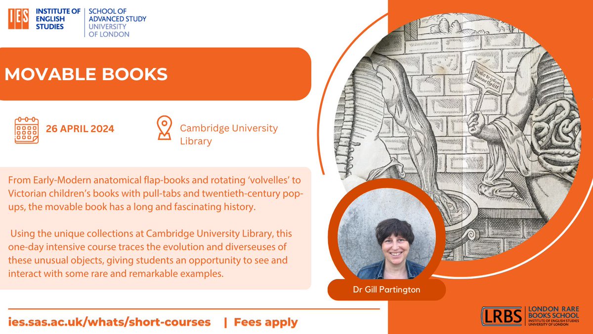 IES_London's tweet photo. Discover the fascinating world of 'Moveable Books' in this @LondonRareBooks short course with @roguepages!
When: 26th April 2024
Book here: https://t.co/pnvCUhZuOE
#MoveableBooks #RareBooks https://t.co/LbURGcj9l2