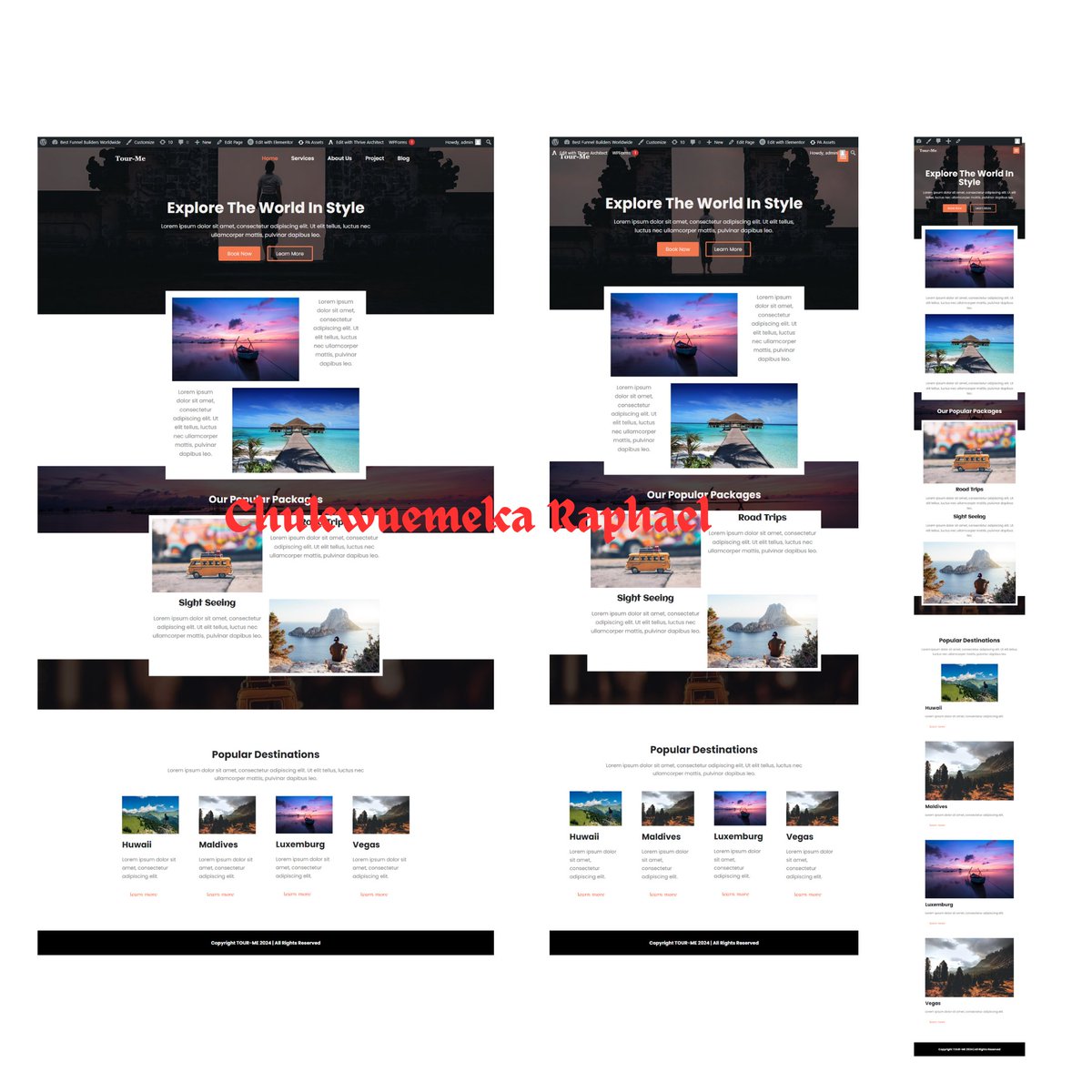 C_emekaRaphael's tweet photo. Day13 of building one website per day untill I get a big gig #owpdc

Decided to try a Travel website today and it came out perfect ☺️

I love the depths I'm getting to and yes, it's a 💯 Original work.

Your thoughts? 🤔 https://t.co/nJLMBNsau1