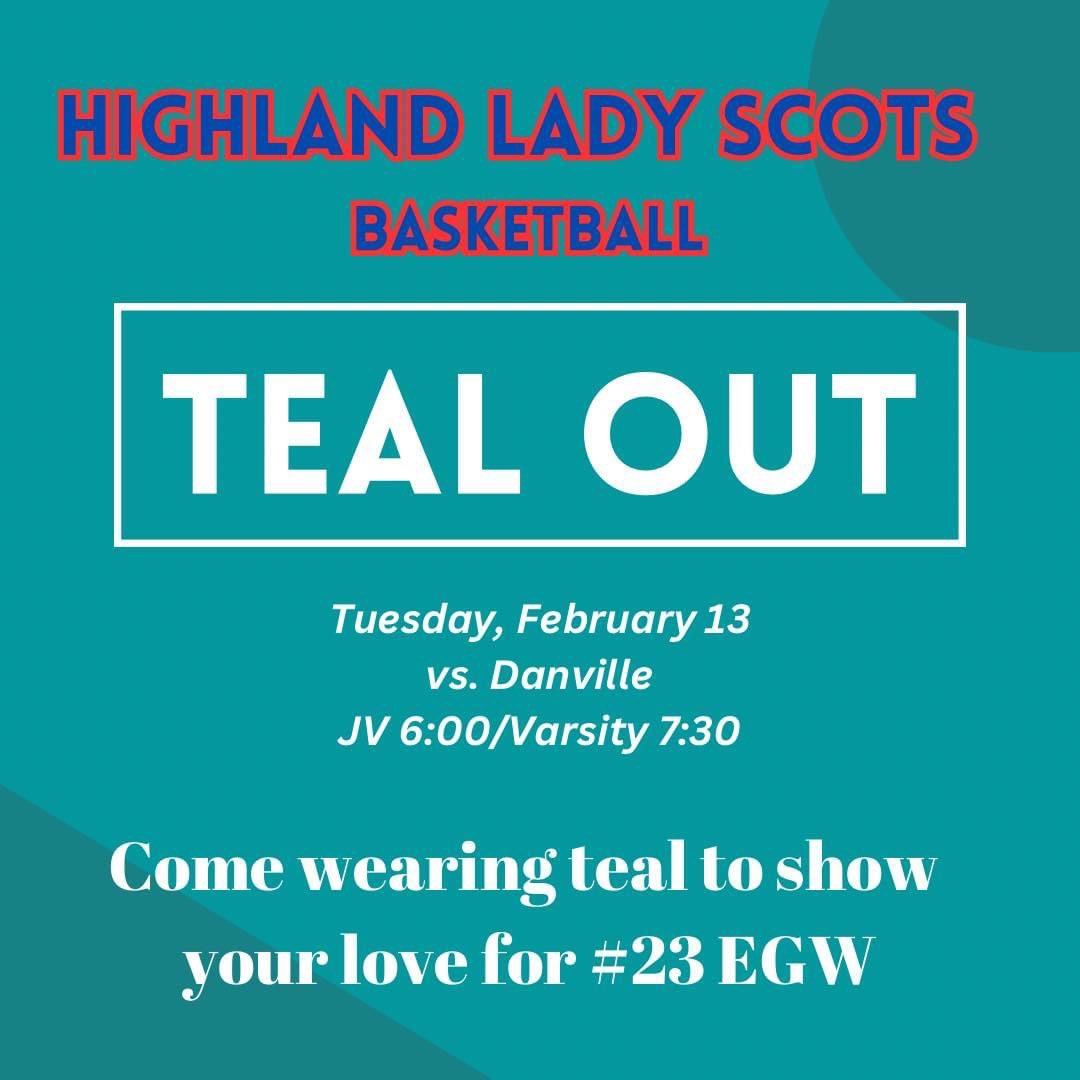 Highland AD (@hlsd_ad) on Twitter photo Come out and support our Varsity/JV <a href="/hoops_scots/">Lady Scots Hoops</a> teams tonight as we host Danville. JV tips at 6pm, Varsity at 7:15pm.
🎟️ $7 adult/$5 student
📺 WMVO Facebook Page
Theme: Teal Out
#GoScots <a href="/CBUSsportsLocal/">CBUSsports</a> <a href="/hlsdsports/">Highland Athletics</a> <a href="/SportsMCS/">MCSSports</a> <a href="/MrBradleyHMS/">Matt Bradley</a> <a href="/scotsection_20/">SCOT NATION 💙⚔️❤️</a> Come out and support our Varsity/JV <a href="/hoops_scots/">Lady Scots Hoops</a> teams tonight as we host Danville. JV tips at 6pm, Varsity at 7:15pm.
🎟️ $7 adult/$5 student
📺 WMVO Facebook Page
Theme: Teal Out
#GoScots <a href="/CBUSsportsLocal/">CBUSsports</a> <a href="/hlsdsports/">Highland Athletics</a> <a href="/SportsMCS/">MCSSports</a> <a href="/MrBradleyHMS/">Matt Bradley</a> <a href="/scotsection_20/">SCOT NATION 💙⚔️❤️</a>