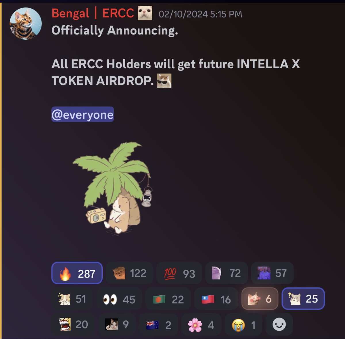 quilix's tweet photo. Holder mèo ERRC được confirm nhận Airdrop token từ .@TeamIntella   👀

IntellaX đã gọi vốn 12 triệu USD từ các VC lớn tháng trước tại vòng Private

IP - Sức mạnh đáng sợ của mèo từ game Cats & Soups với hơn 50 triệu lượt tải 🔥

Hodler của ERRC sẽ sớm nhận được:

- Airdrop token IntellaX (Đã confirm)
- Suất ưu tiên tham gia Presale token của IntellaX và đối tác
- Suất tham gia các dự án có trên IntellaX launchpad

Với supply & các perk hiện tại thì giá NFT ERRC chạm mốc 1E là rõ như ban ngày 😽

Anh em nào đang nuôi mèo này flex mèo tí nhỉ, mồn nèo của mình đến từ Uzebekistan =)))