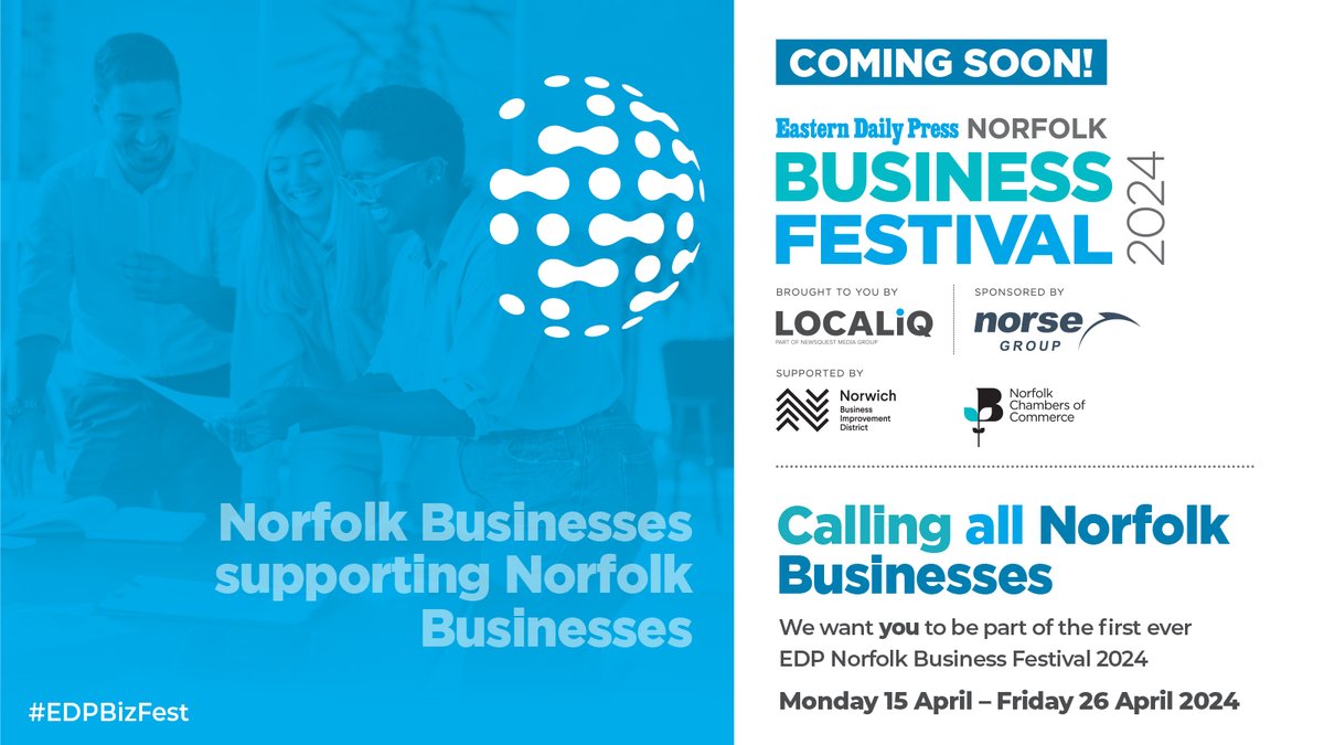 Who is ready for the first ever EDP Norfolk Business Festival 2024?🙌

The festival will run with two weeks of free-to-attend Norfolk business events taking place!

Find out more or sign up here: edp24.co.uk/news/business/…

 #EDPBizFest