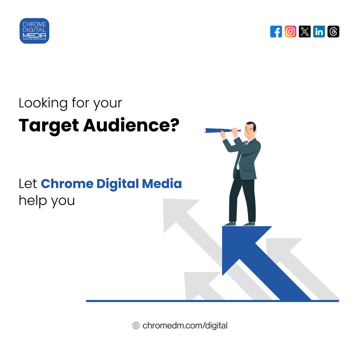 In #DigitalMarketing , don't shout to a stadium. Whisper to the right seats. Target the audience who cares, not just anyone online.

🌐 Visit our website - chromedm.com/digital or
📧 Mail us at - digital@chromedm.com to learn more about our services
_
#ChromeDigitalMedia
