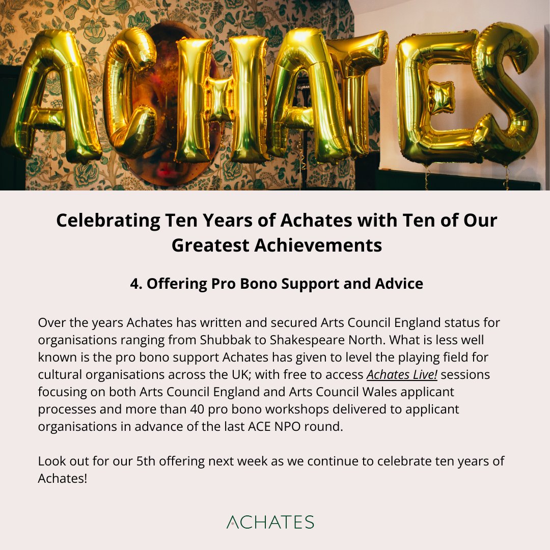 Here's week 4 as we continue to celebrate ten years of #Achates with ten of our greatest achievements! 4. Offering Pro Bono Support and Advice