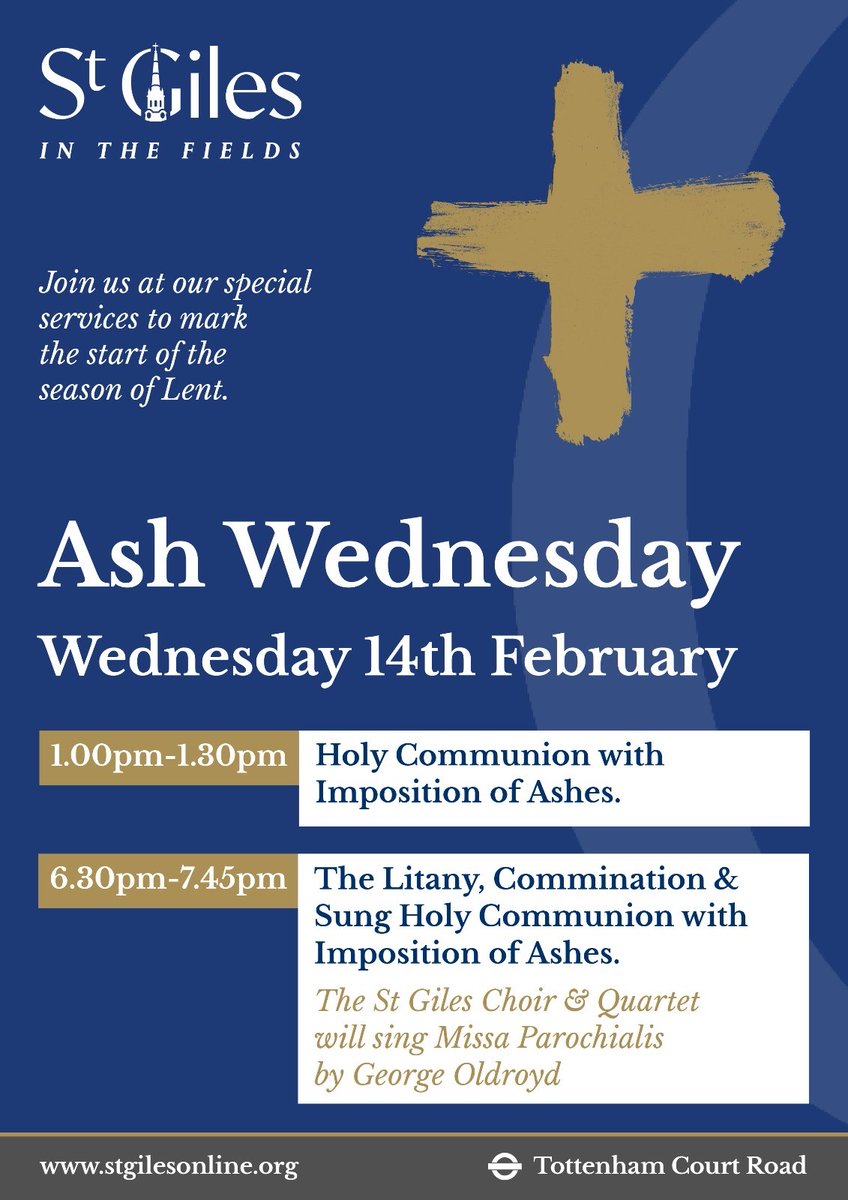 Lent begins. Services for Ash Wednesday from The Book of Common Prayer. Do come along.