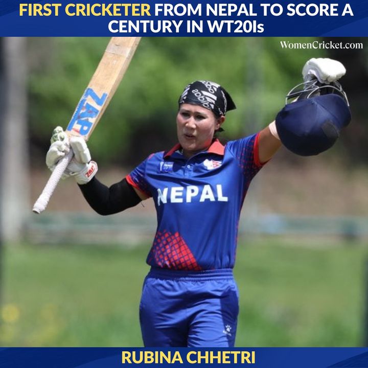 Rubina Chhetri becomes the first cricketer from Nepal to score century in WT20Is 🏏

#women #cricket #rubinachhetri #NepalCricket #AsianCricket #T20Is #CricketTwitter #WomenCricket