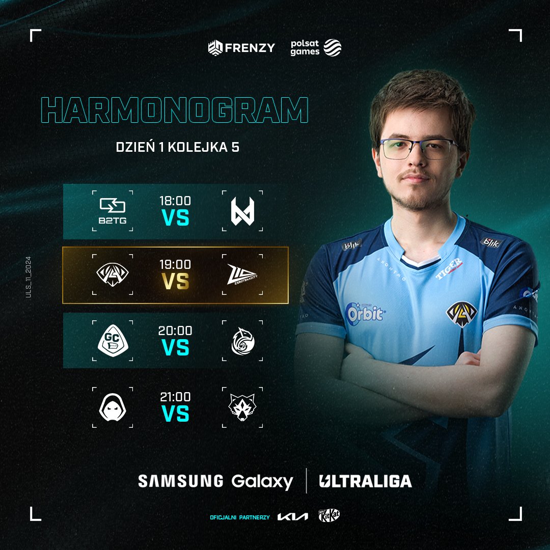 Ultraliga (@ultraliga) on Twitter photo Dziś w <a href="/SamsungPolska/">Samsung Polska</a> Galaxy Ultralidze:
18:00 - <a href="/Back2TheGamePL/">Back2TheGame</a> vs <a href="/devils1gg/">devils.one</a>
19:00 - ⭐ Orbit <a href="/AnonymoEsports/">Anonymo Esports</a> vs <a href="/Z10_PL/">Z10 Esports (PL)</a> ⭐
20:00 - <a href="/GRP_Esports/">GRP Esports</a> vs <a href="/teamescagaming/">Team ESCA Gaming</a>
21:00 - <a href="/_ForsakenGG_/">Forsaken</a> vs <a href="/IronWolvesInt/">Iron Wolves</a>
Do zobaczenia już o 17:45 w Polsat Games. 📺 Dziś w <a href="/SamsungPolska/">Samsung Polska</a> Galaxy Ultralidze:
18:00 - <a href="/Back2TheGamePL/">Back2TheGame</a> vs <a href="/devils1gg/">devils.one</a>
19:00 - ⭐ Orbit <a href="/AnonymoEsports/">Anonymo Esports</a> vs <a href="/Z10_PL/">Z10 Esports (PL)</a> ⭐
20:00 - <a href="/GRP_Esports/">GRP Esports</a> vs <a href="/teamescagaming/">Team ESCA Gaming</a>
21:00 - <a href="/_ForsakenGG_/">Forsaken</a> vs <a href="/IronWolvesInt/">Iron Wolves</a>
Do zobaczenia już o 17:45 w Polsat Games. 📺