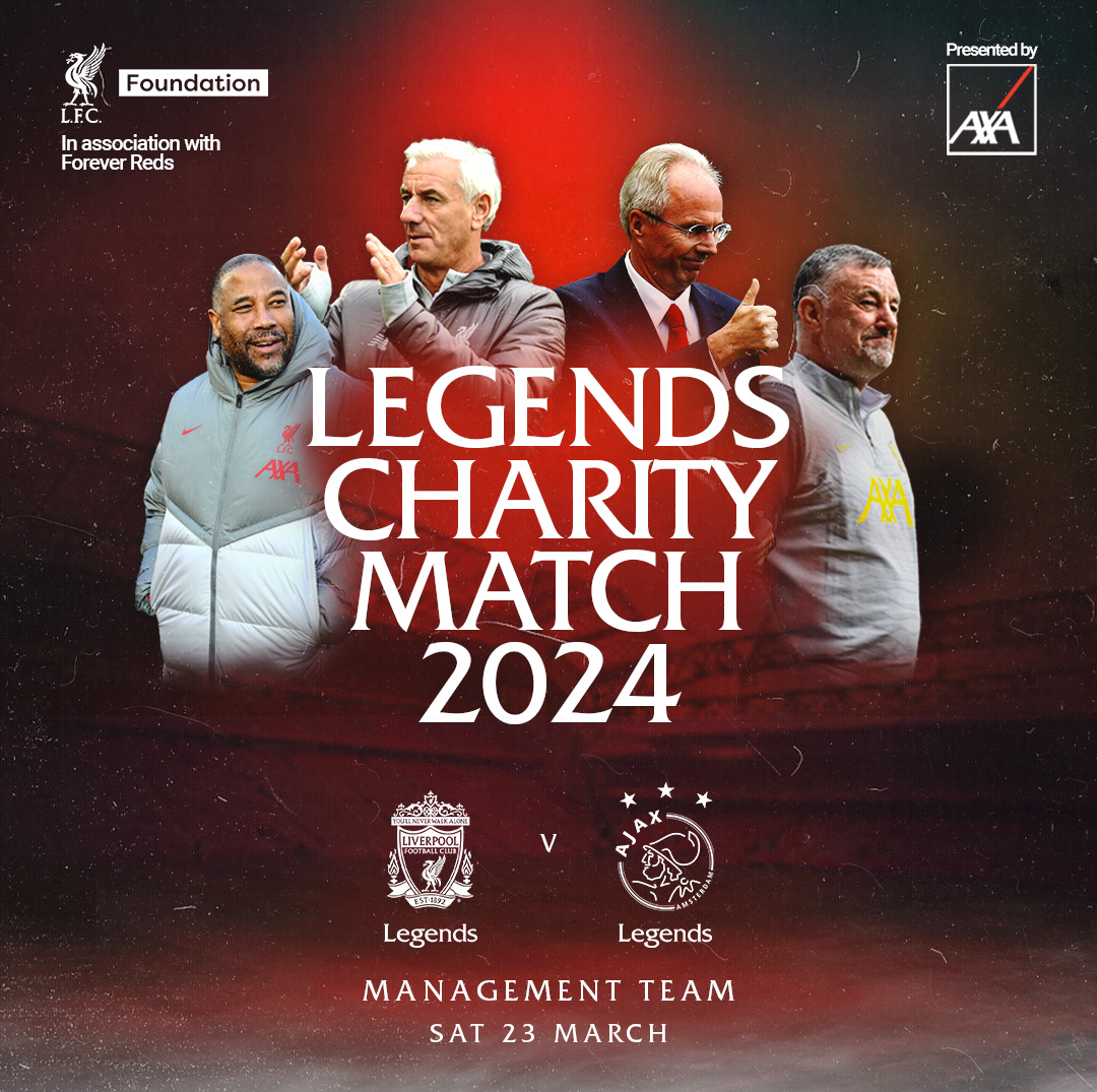 🤩Your #Legends2024 Management Team🔴

Sven-Göran Eriksson will join Ian Rush, John Aldridge, and John Barnes in the dugout as your #LFC Legends Managers for this year’s clash against <a href="/ajaxfoundation/">AjaxFoundation</a>⚡

Get your tickets via the link🔗❤️  bit.ly/47Hu36s