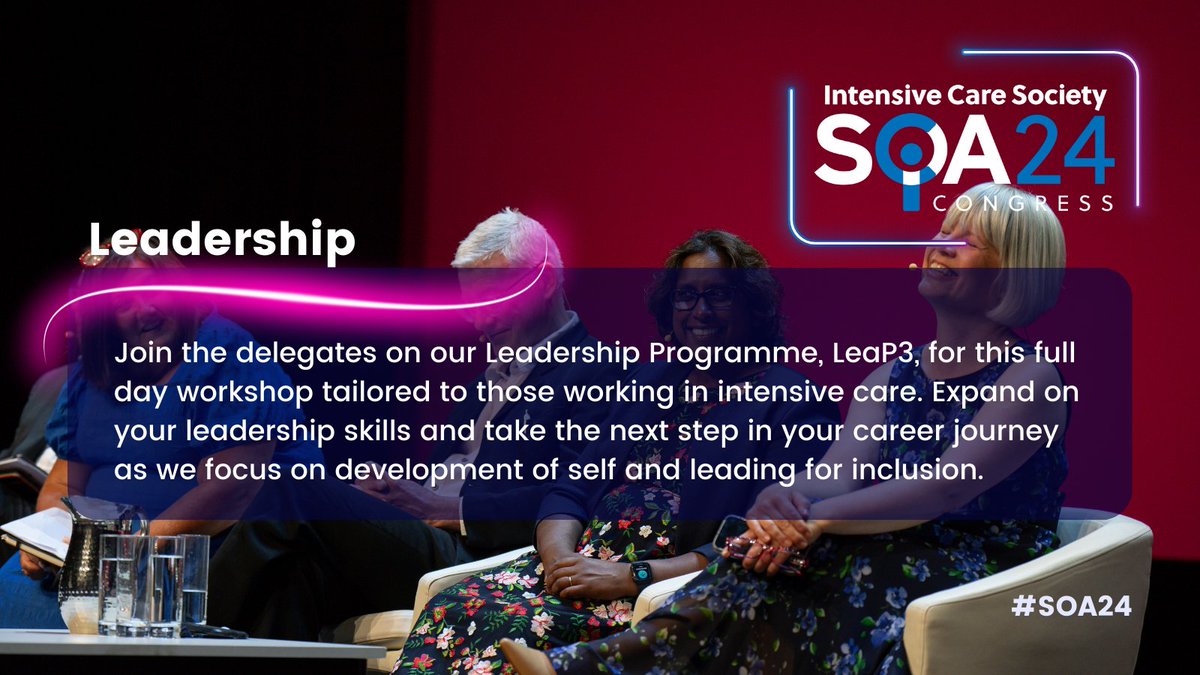 Our #SOA24 pre-congress events include a leadership workshop hosted by our very own @sanmather and @DrJulie_H. You’ll be able to hone your #leadership skills ready to take the next step on your career journey. Book now at ics.ac.uk/soa