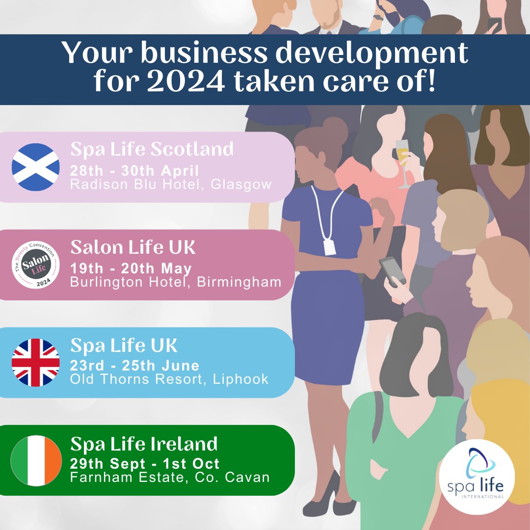 SpaLife_Int's tweet image. Your business development for 2024 taken care of! ✅

We would love for you to join us at one of our 2024 events!

Find out more by visiting spa-life.international 

#SpaLifeInternational #SpaEvents