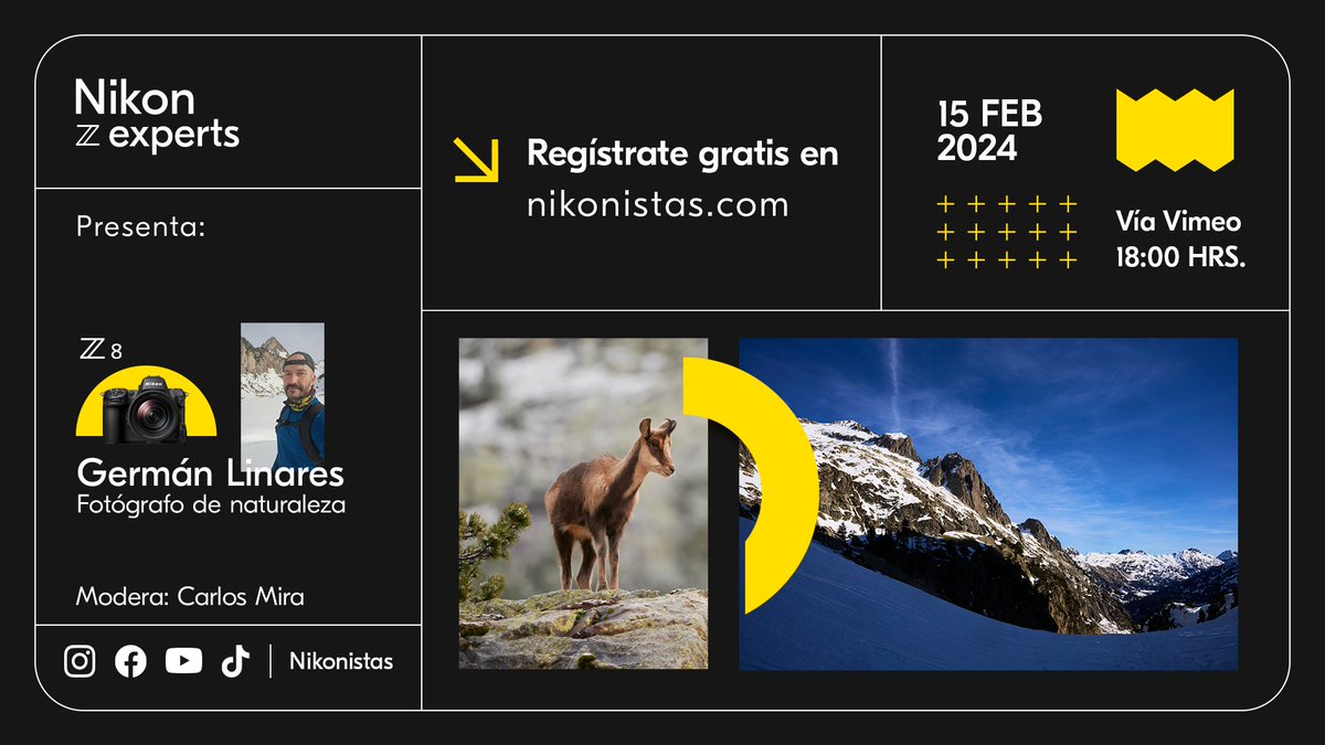 Preparado. Listo. Acción 📸 Este jueves 15 de febrero, de 18:00 a 19:00h, te invitamos a una charla online exclusiva con Germán Linares, fotógrafo de naturaleza. Inscríbete ya aquí: nikonistas.com/digital/events…