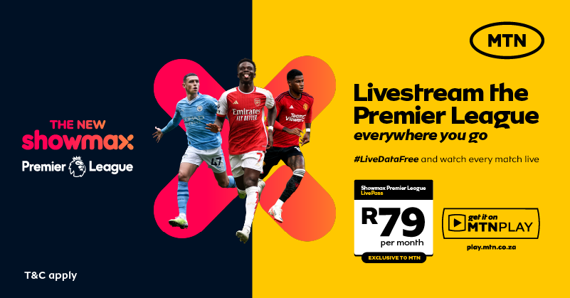 MTN has partnered with Showmax to bring you the Showmax Premier League LivePass. Now you can watch all 380 matches of the Premier League in your pocket #LiveDataFree.
 
This offer is exclusive to MTN customers. #ShowmaxEPLxMTN T&amp;C apply