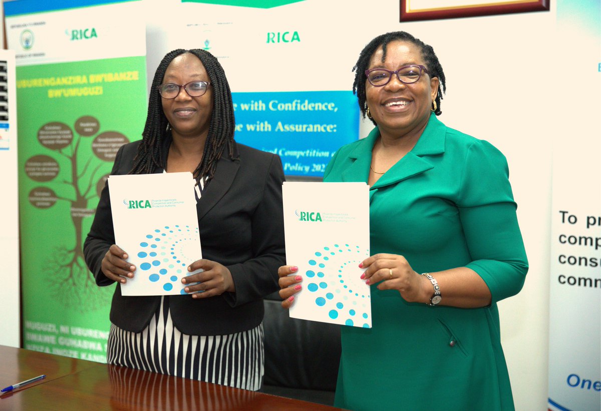 InspectorateRw's tweet photo. In a move towards strengthening regional collaboration, RICA and the East African Competition Authority (EACCA) signed today a Memorandum of Understanding to promote cooperation and foster joint efforts in addressing competition and consumer protection matters. @RNiwenshuti1 https://t.co/97etpUsCyf