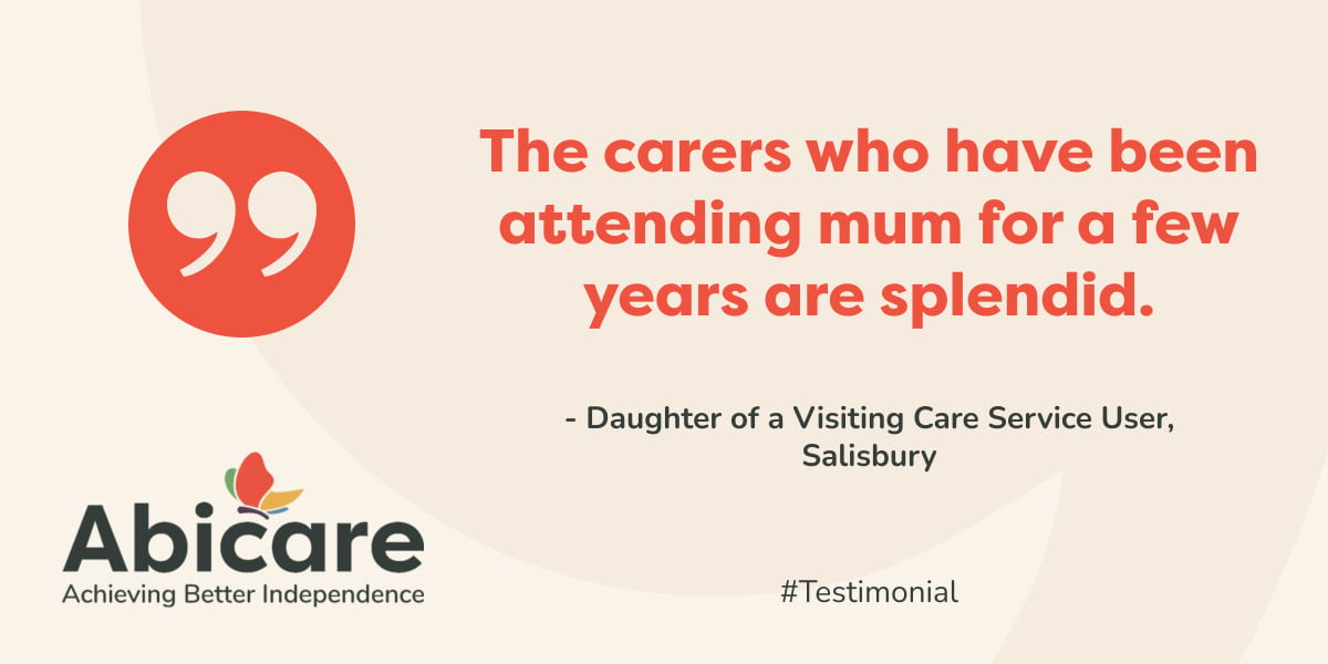 Our carers do a wonderful job - all day, every day. Thank you for all you do! 

#Testimonial #VisitingCare #AbicareSalisbury