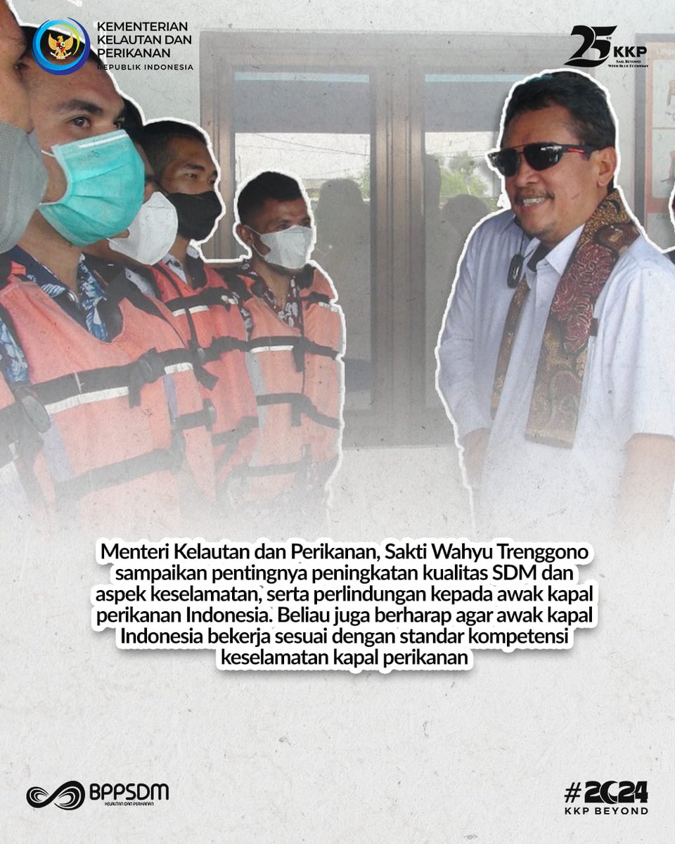 pusriskan's tweet photo. @PKBLU_bp3tegal @kkpgoid @in_radiarta Sebelumnya, Menteri @saktitrenggono jg sampaikan pentingnya peningkatan kualitas SDM &amp; aspek keselamatan, perlindungan kepada awak kapal perikanan Indonesia, serta berharap agar awak kapal Indonesia bekerja sesuai dgn standar kompetensi keselamatan kapal perikanan

#2024KKPBeyond https://t.co/pHsENkni5W