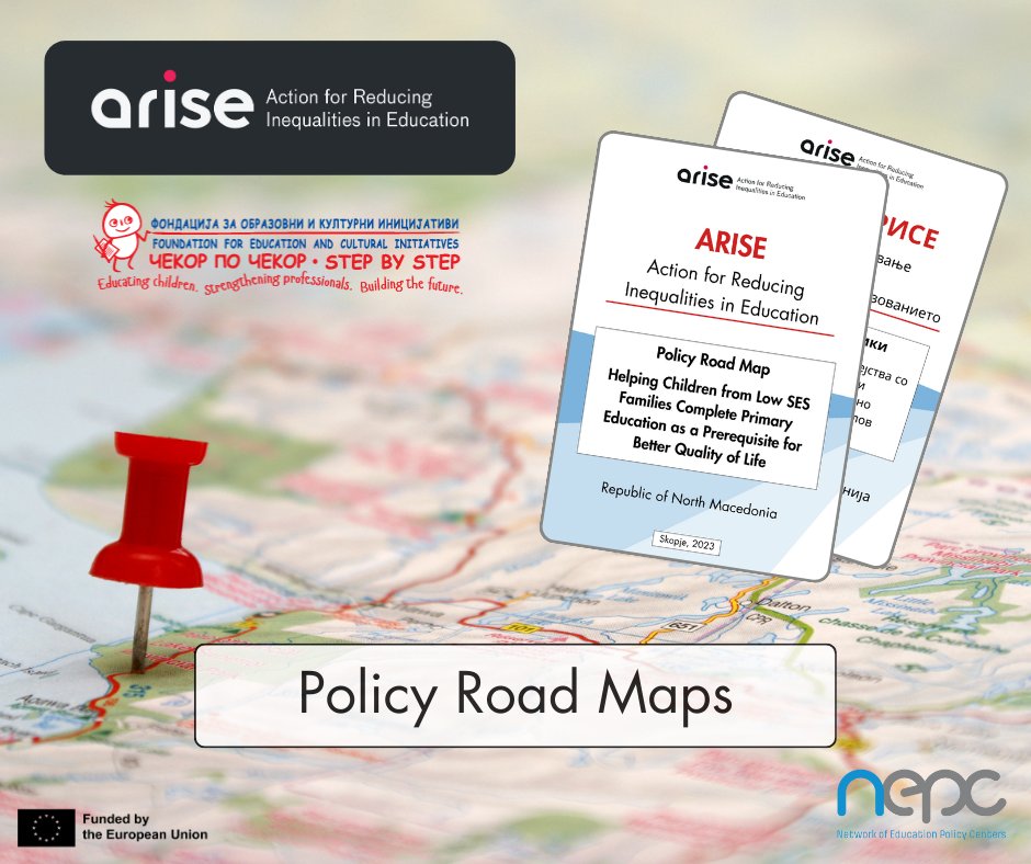 _N_E_P_C_'s tweet photo. We're proud to present you with the @NetworkArise Policy Road Maps for  🇲🇰 North Macedonia! 🗺️ 

🧑‍🎓These PRM's deal with the topic of education and quality of life of vulnerable students.

📖Read here in English and Macedonian: https://t.co/g2V9tAogH2

#ariseforwellbeing #ARISE https://t.co/zJpifkvW4k