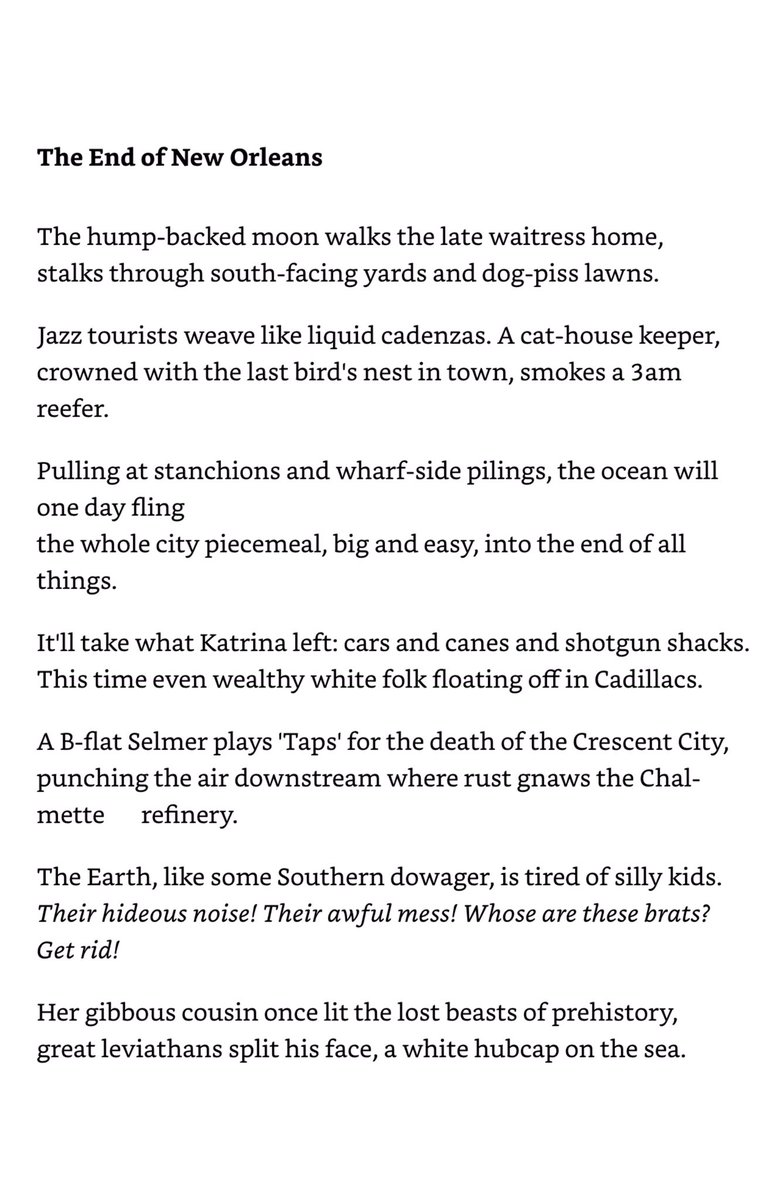 Marcomando's tweet image. @TopTweetTuesday and @Pocket_rhyme 
It’s Shrove Tuesday - Mardi Gras - so for my contribution this week here’s an environmental catastrophe poem, rising sea levels etc. From #GraceNotes