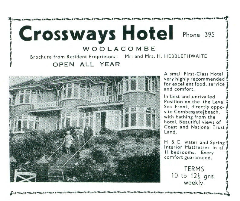 Did you ever stay at the Crossways Hotel #woolcombe this is taken from an old tourist brochure for the area