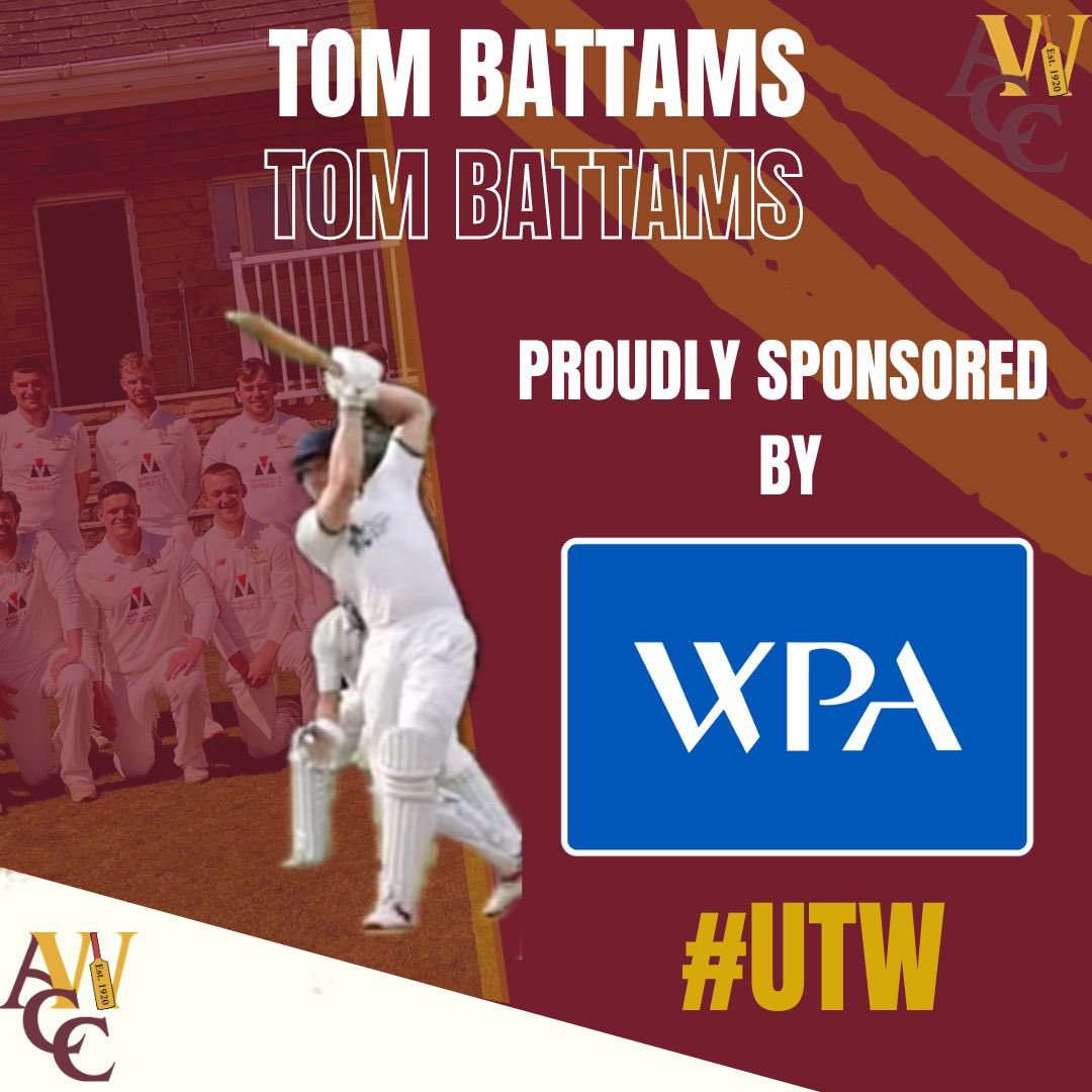 Almondbury Wes CC (@officialawcc) on Twitter photo Player sponsor Tom Battams🏏
Tom is proudly sponsored by WPA healthcare Player sponsor Tom Battams🏏
Tom is proudly sponsored by WPA healthcare