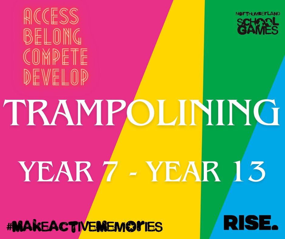 The first ever Northumberland School Games Trampolining event takes place today. 

We have students taking part in Super Novice to Elite categories. Good luck to all those taking part.

#makeactivememories
@RiseNorthEast1 
<a href="/YourSchoolGames/">School Games</a>
