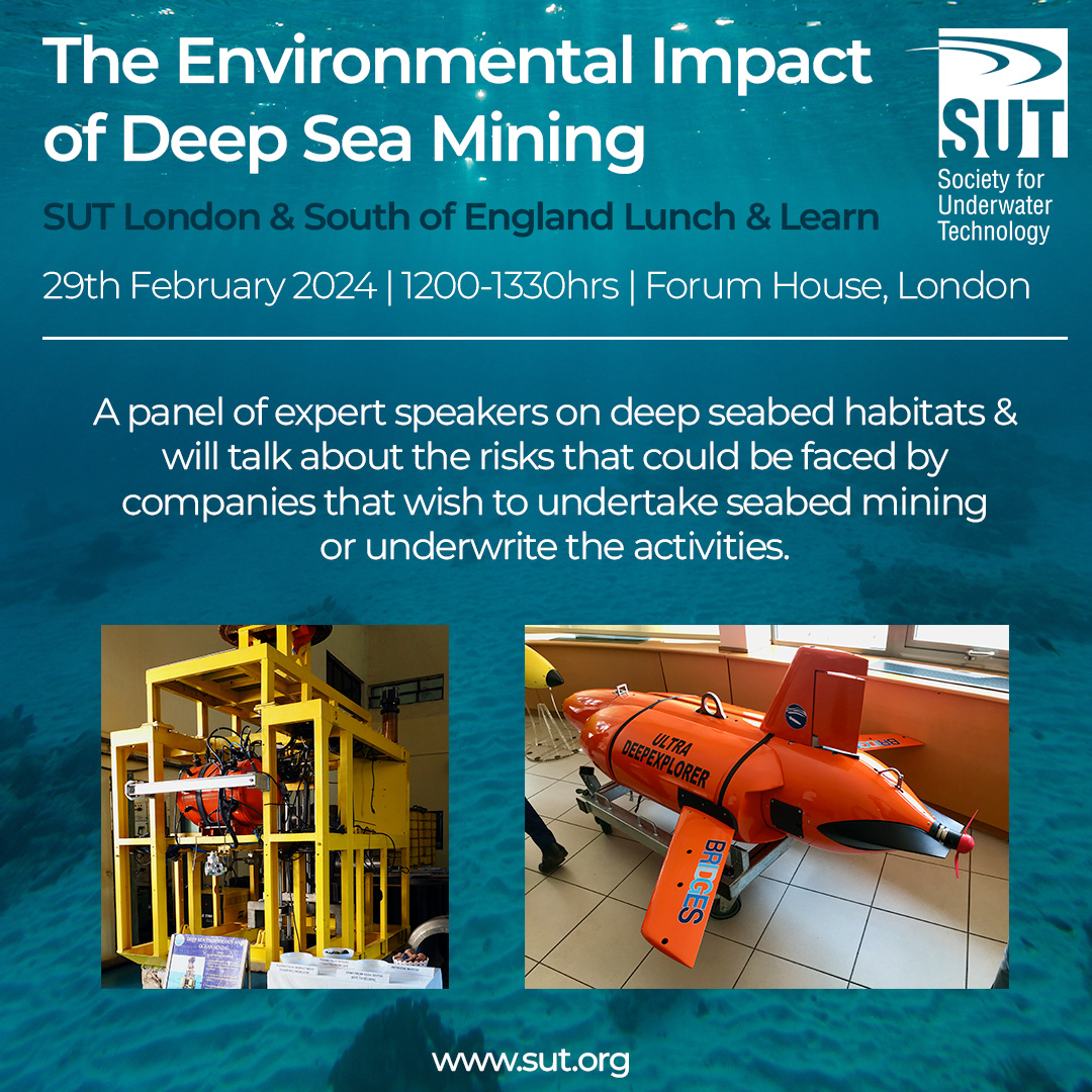 London Lunch &amp; Learn on the Environmental Impact of Deep Sea Mining.

A panel of expert speakers on deep seabed habitats &amp; will talk about the risks that could be faced by companies that wish to undertake seabed mining or underwrite the activities.

🎟️ bit.ly/3UETf9L