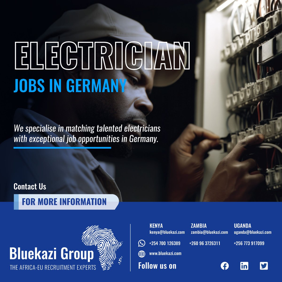 Are you a skilled electrician seeking an exciting international experience?Our recruitment agency specializes in placing skilled electricians in rewarding job opportunities across Germany.Contact us for further guidance and information.
 #germanyjobs #electriciancareers
