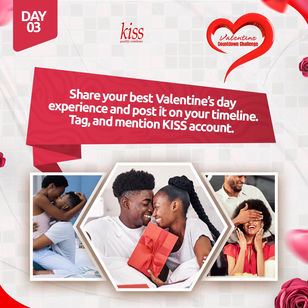 kisscondomsng's tweet photo. 💘 Love is in the air, and we're here to make your Valentine's Day extra special!❤️
How to enter:
1. Follow kiss condoms @kisscondomsng
2. Like this post. ❤️
3. Share this poster challenge to your stories and remember to Kiss Condoms NG
#dkt #kisscondom #dktnigeria #lube https://t.co/05t7xbG9aP