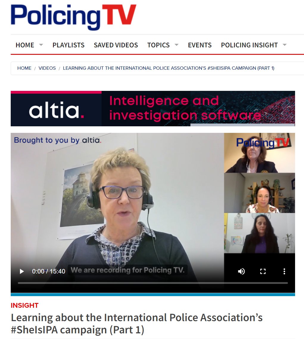 In this video recorded for PolicingTV, International Police Association (IPA) members from several countries discuss the recently launched #SheIsIPA campaign, focusing on supporting women within, and interested in joining, the International Police Association.

The discussion is…