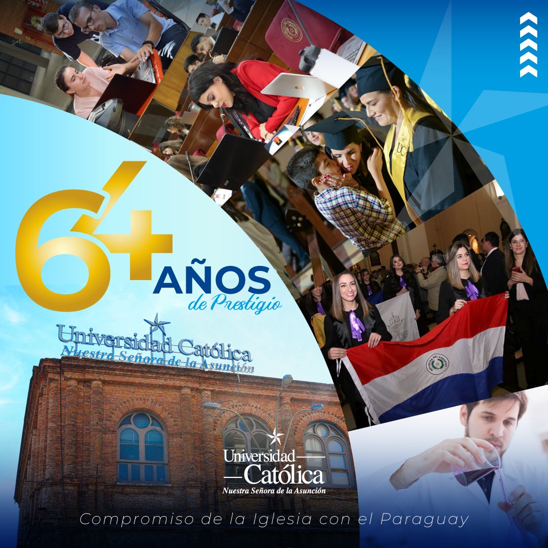 #𝘼𝙣𝙞𝙫𝙚𝙧𝙨𝙖𝙧𝙞𝙤𝙐𝘾 ✨🎊
Hoy 13 de febrero la 𝗨𝗻𝗶𝘃𝗲𝗿𝘀𝗶𝗱𝗮𝗱 𝗖𝗮𝘁𝗼́𝗹𝗶𝗰𝗮 '𝗡𝘂𝗲𝘀𝘁𝗿𝗮 𝗦𝗲𝗻̃𝗼𝗿𝗮 𝗱𝗲 𝗹𝗮 𝗔𝘀𝘂𝗻𝗰𝗶𝗼́𝗻' cumple 64 años. Paraguay más moderno, productivo y sostenible 🇵🇾 

¡Salud #ComunidadUC!