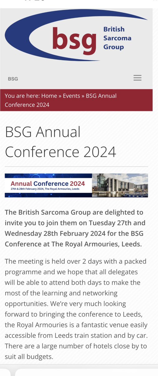 Two weeks to go! We are very much looking forward to hosting this year’s conference in Leeds. Still time to register…. britishsarcomagroup.org.uk/events/event/b…