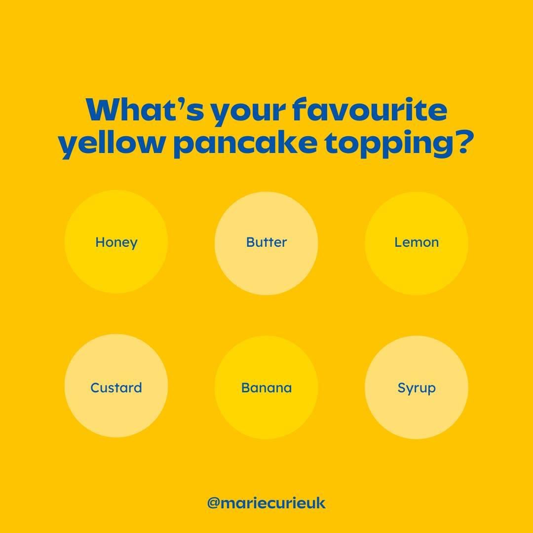 💭🥞 To celebrate Pancake Day, we want to know... what's your favourite yellow pancake topping? Share with us in the comments.