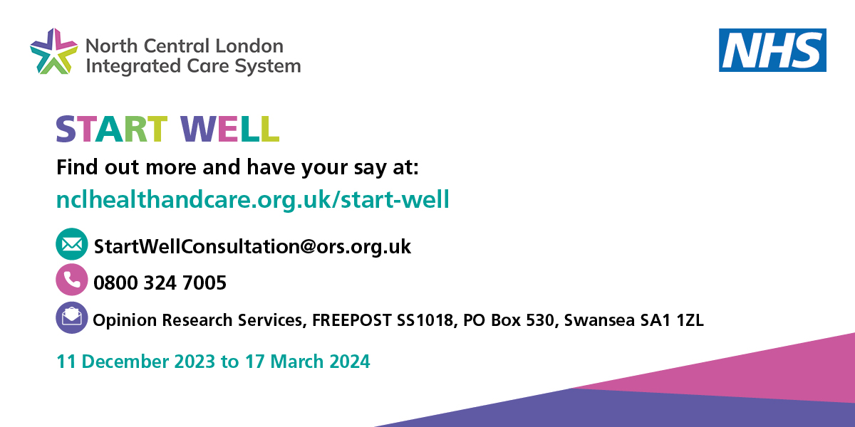 Hello #Camden! We are consulting on the future of maternity, neonatal &amp; children’s surgery services in North London. We want to hear from you. 

Come to <a href="/BelsizeLibrary/">Belsize Community Library</a> NW3 4XN on Friday 23 Feb at 10.30 to find out more. Details at bit.ly/StartWellDrop-… <a href="/CamdenCouncil/">Camden Council</a>