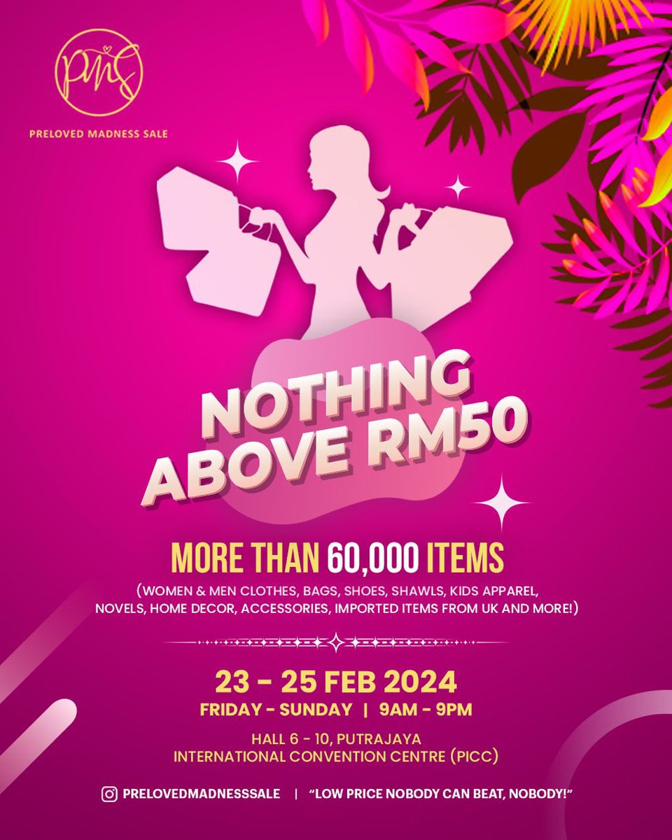 PrelovedMadness's tweet image. Alaa dia datang dahhhhh! EVENT PRELOVED TERBESAR DI MALAYSIA! Semua item below RM50 beb! Ready gais, kali ni buat dekat PICC Putrajaya! Dewan kalini LAGI BESAR, BARANG BANYAK &amp;amp; BEST!!! RT pls 💕