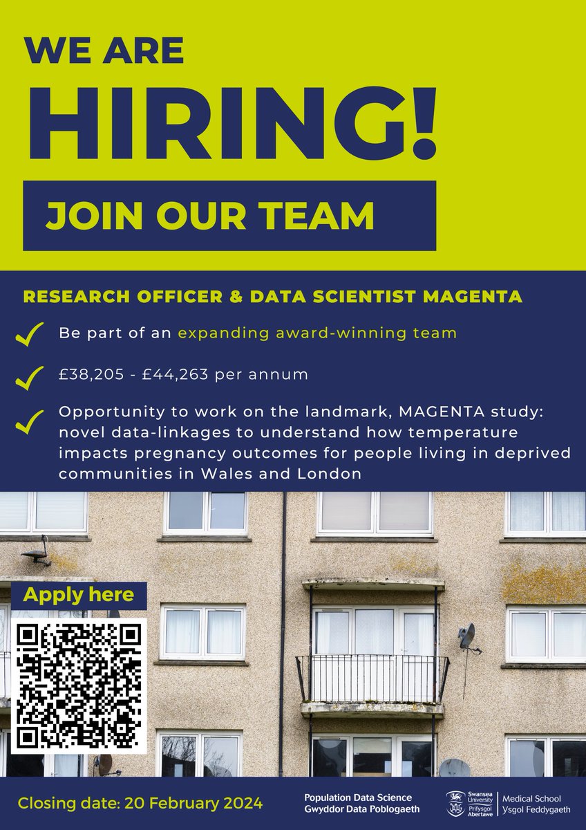 PopDataSci_SU's tweet image. Are you looking to join a vibrant research community, who deliver cutting edge research?

Come join us @PopDataSci_SU!

💫RESEARCH OFFICER &amp;amp; DATA SCIENTIST MAGENTA💫

For more info and to apply👉 staff.swansea.ac.uk/human-resource…

@wellcometrust @richfry  #research #careers #datalinkage
