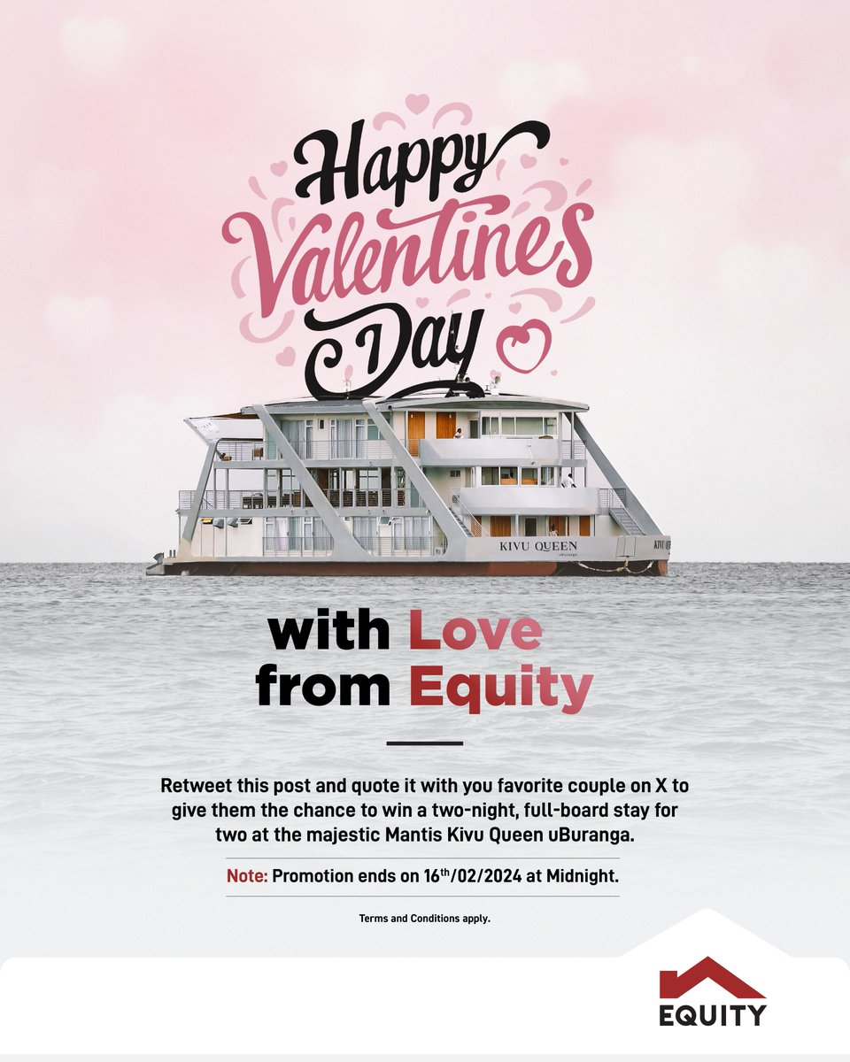 ❤️We kick off Valentine’s Day with a special offer for a special couple.

Retweet this post and quote it with your favorite couple on X. They could win a chance for a two-night, full-board stay for two at the majestic Mantis Kivu Queen uBuranga.🫶🏾
