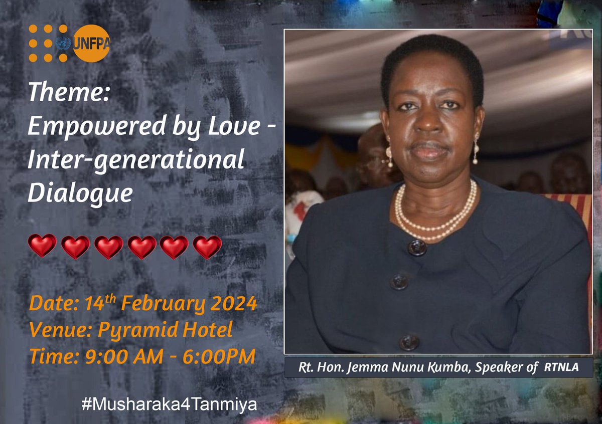 Join us for learning and fun tomorrow! Right Hon. Speaker @JemmaNunu , Speaker of #TNLA sharing her perspective, and insights to inspire young people to foster supportive partnerships Empowered by Love - an Intergenerational Dialogue on Valentine's Day #EmpoweredbyLove